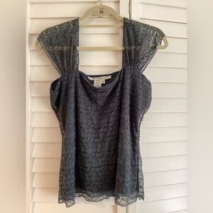Max Studio gray-blue Lace Blouse size Large